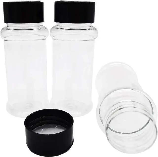 Alt view image 6 of 7 - OJYUDD 16 Pack 3.4oz/100ml Plastic Spice Bottles Set,Empty Seasoning Containers with Black Cap,Clear Reusable Containers Jars for Spice,Herbs,Powders,Glitters