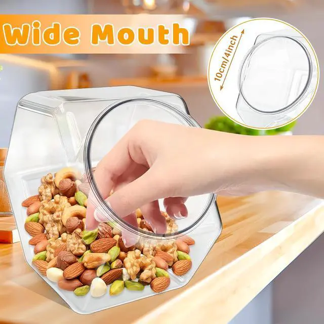 Alt view image 3 of 7 - Plastic Candy Jar,72oz Clear Cookies Jars with Lids Hexagon Dry Food Container for Kitchen,Candies,Cookies,Dog Treats,Laundry Pods,Coffee Pods