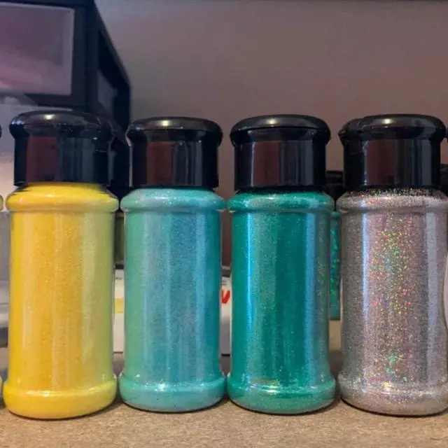 Alt view image 7 of 7 - OJYUDD 16 Pack 3.4oz/100ml Plastic Spice Bottles Set,Empty Seasoning Containers with Black Cap,Clear Reusable Containers Jars for Spice,Herbs,Powders,Glitters