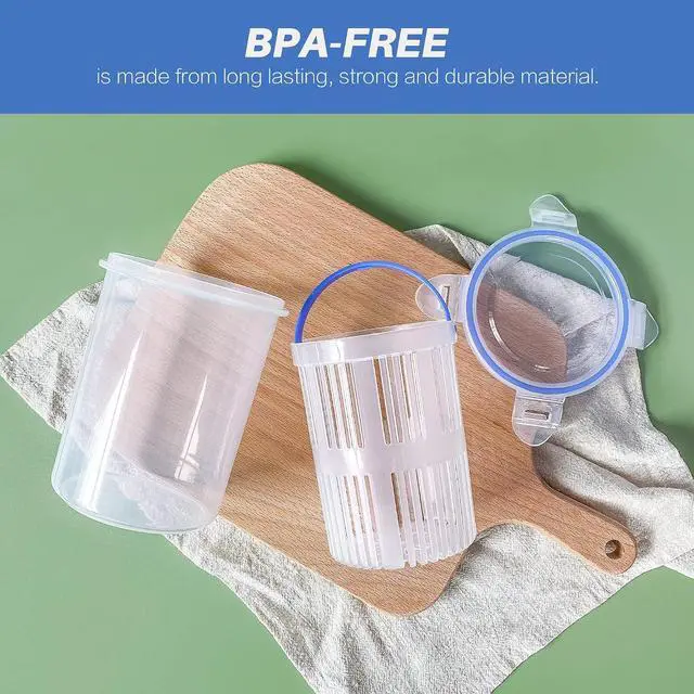 Alt view image 4 of 7 - KIKINIKO Pickle Jar 24 oz pickle container with strainer Pickle Holder Keeper Lifter, pickle storage container suitable for pickling small jars of kimchi, Flip Jar with Leak Proof and Lock It Lid