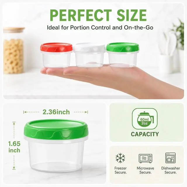 Alt view image 2 of 7 - EONJOE 2oz Airtight Small Plastic Food Storage Containers with Lids, 12pcs
