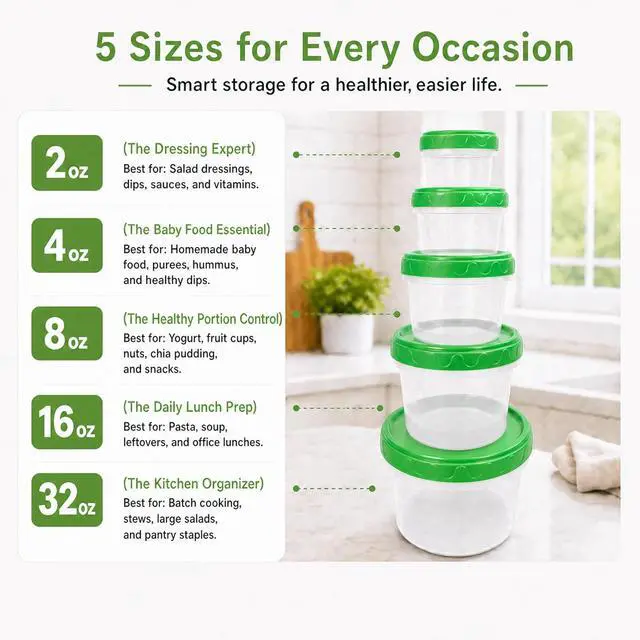 Alt view image 3 of 7 - EONJOE 2oz Airtight Small Plastic Food Storage Containers with Lids, 12pcs