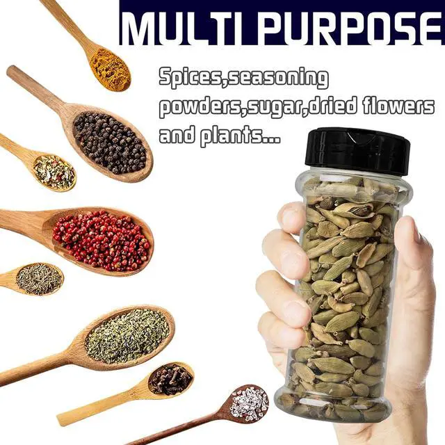 Alt view image 5 of 7 - 8 Pack 5.5 Oz Plastic Round Spice Bottles with Black Shaker Lids,Reusable Seasoning Containers Jars,Clear Plastic Bottle Containers with Shaker Lids for Powders,Spice,Herbs,Glitters