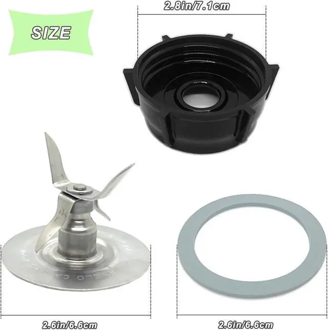 Alt view image 3 of 5 - for Oster Blender Replacement Parts Blender Ice Crusher Blade with Jar Base Cap and Two Rubber O Ring Sealing Ring Gasket, Compatible with Oster Osterizer Blenders Accessories