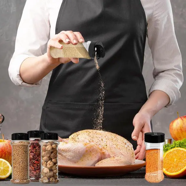 Alt view image 6 of 7 - 8 Pack 5.5 Oz Plastic Round Spice Bottles with Black Shaker Lids,Reusable Seasoning Containers Jars,Clear Plastic Bottle Containers with Shaker Lids for Powders,Spice,Herbs,Glitters