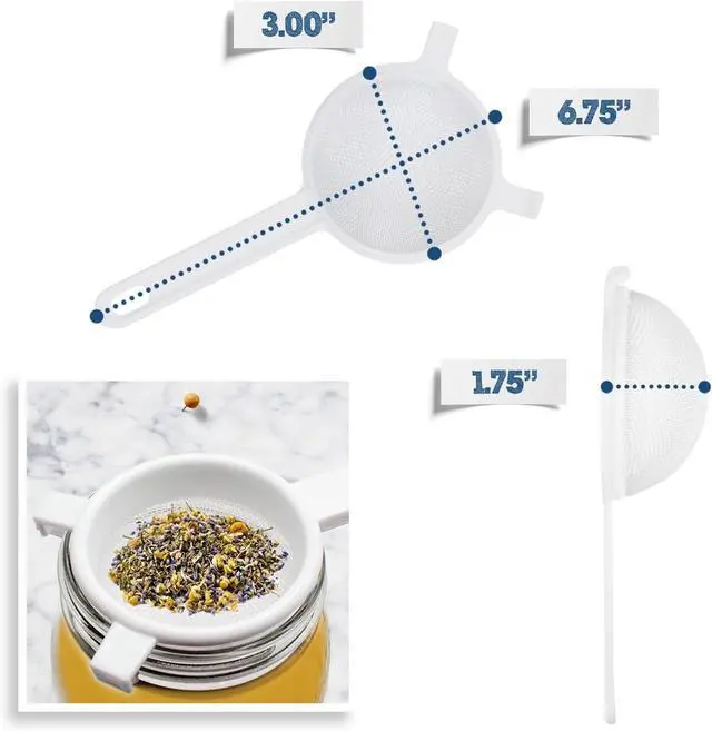 Alt view image 3 of 7 - Fermentaholics Nylon Mesh Strainer White Plastic Versatile Kitchen Strainer for Straining & Transferring Kefir, Kombucha, Canning, Tea, Juicing 2 Pack