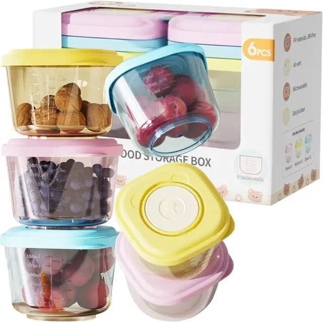 Main image of Baby Food Containers: 5 oz Food Storage Jars with Lids (Freezer Safe)