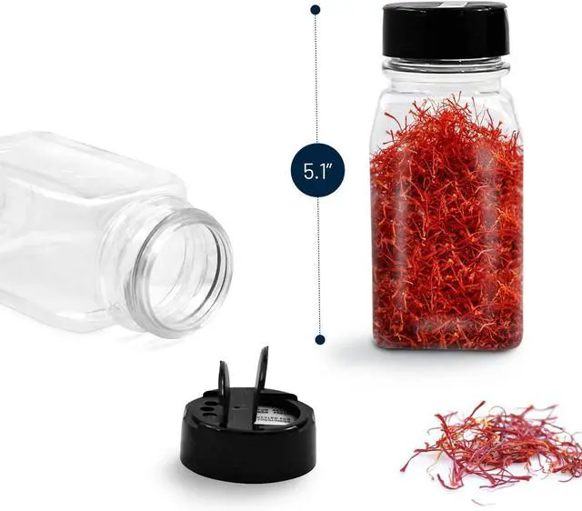 Alt view image 2 of 7 - RoyalHouse 6 Pack 9.5 Oz Plastic Spice Jars with Black Cap, Clear and Safe Plastic Bottle Containers with Shaker Lids for Storing Spice, Herbs and Seasoning Powders, BPA Free, Made in USA