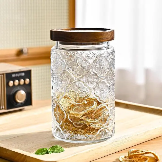 Alt view image 5 of 7 - Adodeen 32oz Vintage Glass Jars With Lids, Airtight Food Storage Containers, Kitchen Canisters For Sugar, Coffee, Tea, Spice, Flour, Candy Cookie, Pasta, Cereal, Cute Decorative Jars