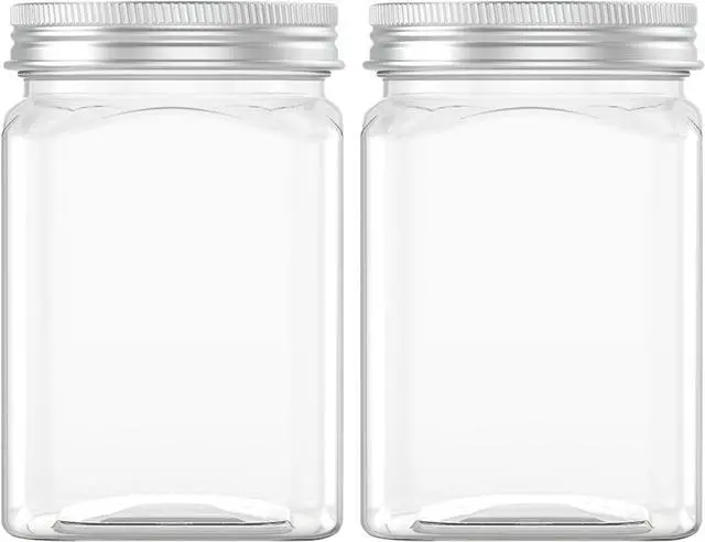 Main image of 24 Oz Clear Plastic Jars 720mL Plastic Containers for Kitchen 2 Pack