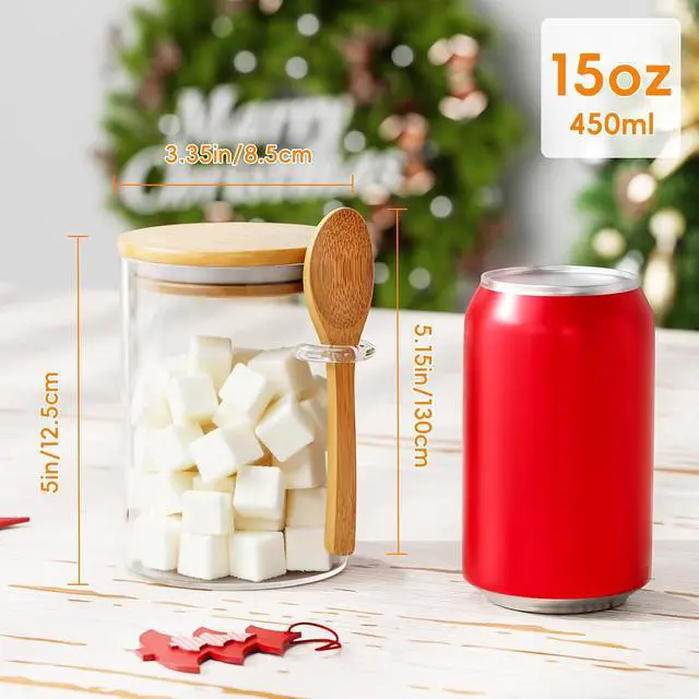 Alt view image 2 of 7 - 15 oz Glass Sugar Container, 1 Pack Coffee Container, Glass Jars with Lids