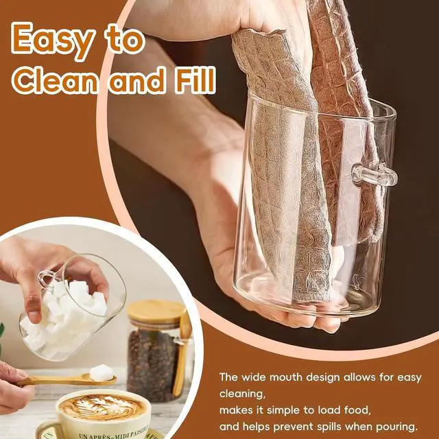 Alt view image 4 of 7 - 15 oz Glass Sugar Container, 1 Pack Coffee Container, Glass Jars with Lids