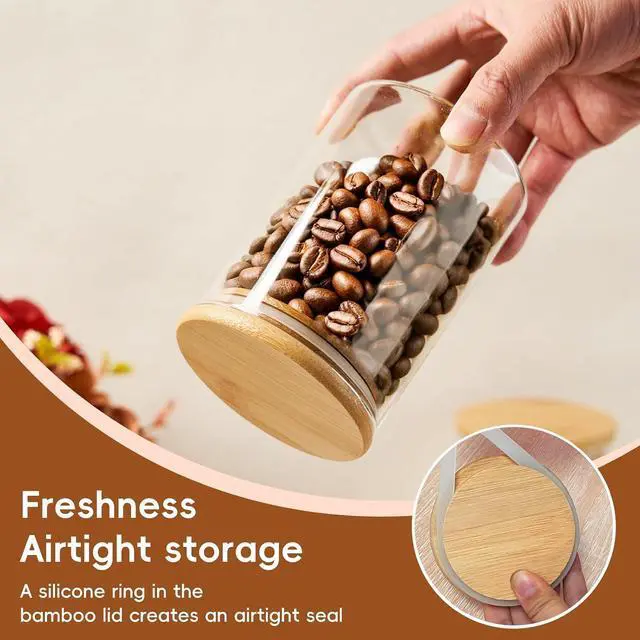 Alt view image 5 of 7 - 15 oz Glass Sugar Container, 1 Pack Coffee Container, Glass Jars with Lids