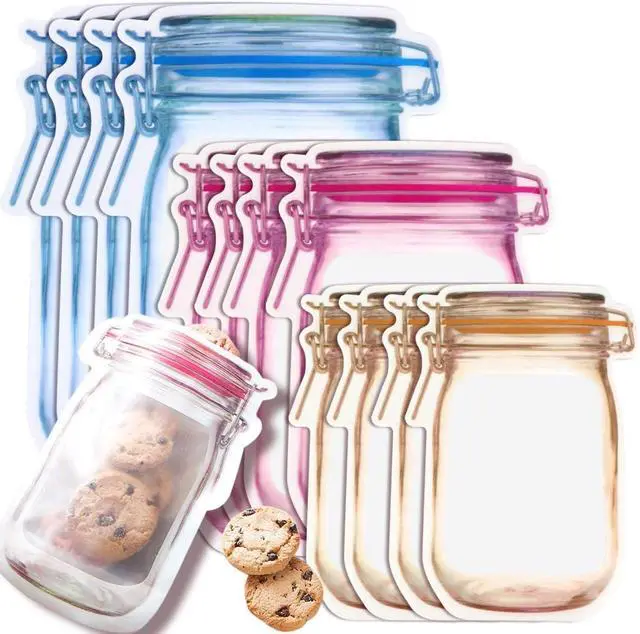 Main image of Fireboomoon 30 PCS Multi-Size Mason Jar Bottle Pattern Zipper Bags,Reusable Airtight Seal Leak-Proof Portable Food Snack Save Storage Pouch Bag for Travel Picnic Camping and Kids