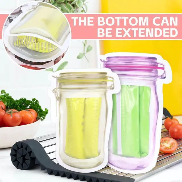 Alt view image 5 of 7 - Fireboomoon 30 PCS Multi-Size Mason Jar Bottle Pattern Zipper Bags,Reusable Airtight Seal Leak-Proof Portable Food Snack Save Storage Pouch Bag for Travel Picnic Camping and Kids