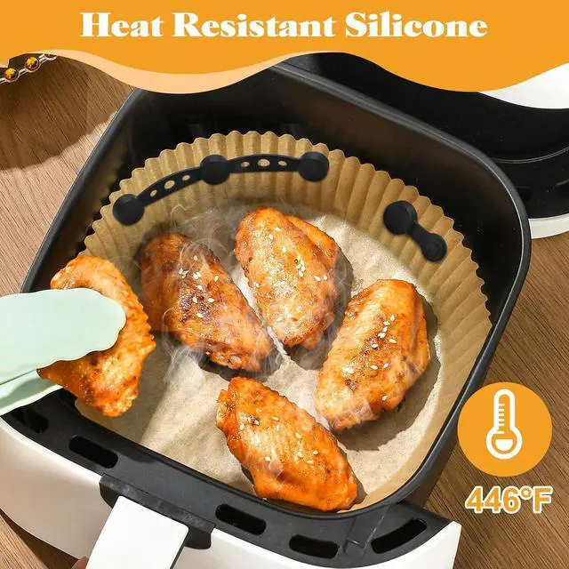 Alt view image 6 of 7 - Air Fryer Magnet Silicone Buckles for Parchment Paper 2 Pack Reusable Accessories for Disposable Basket Liners, Secure Baking Paper, Prevent Shifting & Burning (Black)