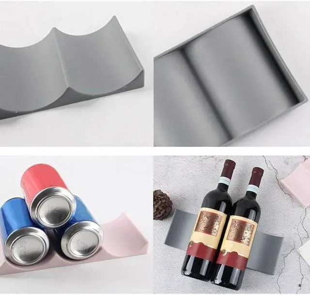 Alt view image 2 of 7 - European Style Wine Rack, Modern Wave Shape Anti Slip Table Top Home Fridge Shelf, Wine Rack Countertops Display Stand Kitchen Storage Can Bottle Holder(Milky White,Size:1pc)
