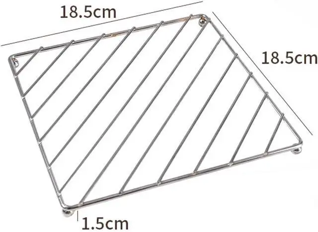 Alt view image 6 of 6 - 2Pcs Stainless Steel Trivets Rack Stand Square Heat Resistant Pan Pot Holder Cooling Steaming Rack for Hot Dishes, Pot and Pan Holder, Silver