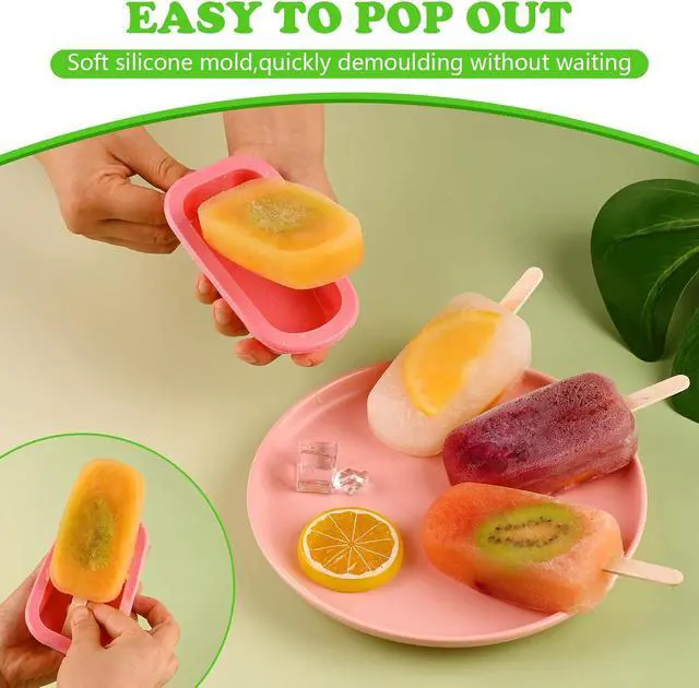 Alt view image 6 of 6 - WMKGG Stackable Silicone Popsicle Molds with Lids, 4 PCS Ice Cream Molds