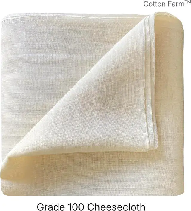 Alt view image 2 of 7 - Cotton Farm Grade 100 XL Cheese Cloth for Straining & Cooking; 18 Sq. Ft. (2x1 yards); 100% Unbleached Cotton Cheesecloth; Reusable with Finished 2 Edges; Ultra-Dense (the finest) Butter Muslin