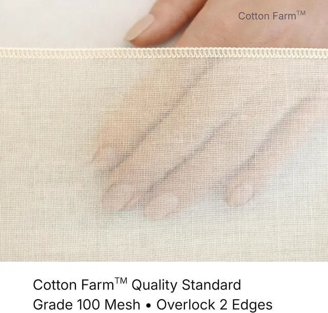 Alt view image 4 of 7 - Cotton Farm Grade 100 XL Cheese Cloth for Straining & Cooking; 18 Sq. Ft. (2x1 yards); 100% Unbleached Cotton Cheesecloth; Reusable with Finished 2 Edges; Ultra-Dense (the finest) Butter Muslin