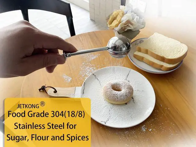 Alt view image 3 of 6 - JETKONG Powdered Sugar Shaker Duster Flour Dispenser Shaker with 18/8 Stainless Steel Spring-operated Handle for Sugar Flour and Spices