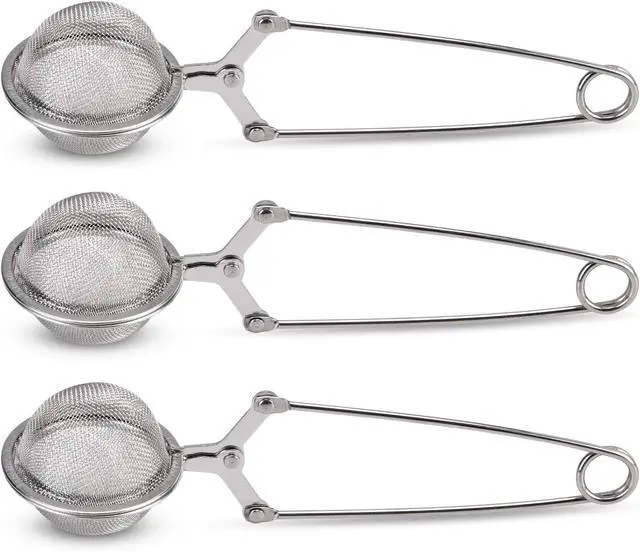 Alt view image 2 of 7 - Snap Ball Tea Strainer, JEXCULL 3 Pack Premium Stainless Steel Tea Strainer with Handle for Loose Leaf Tea Fine Mesh Tea Balls Filter Infusers (Normal)