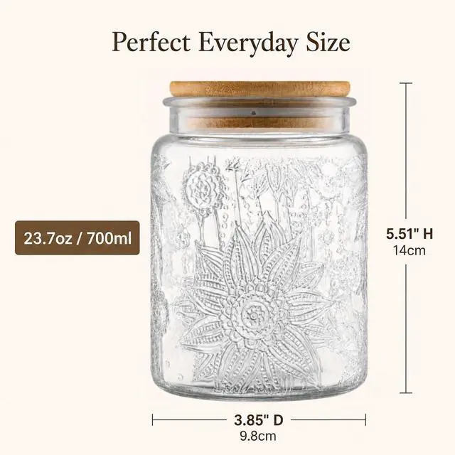 Alt view image 2 of 7 - ANSQU Vintage Glass Jar with Lid, 23.7oz Coffee Canister