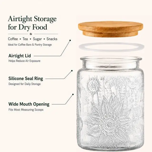 Alt view image 3 of 7 - ANSQU Vintage Glass Jar with Lid, 23.7oz Coffee Canister