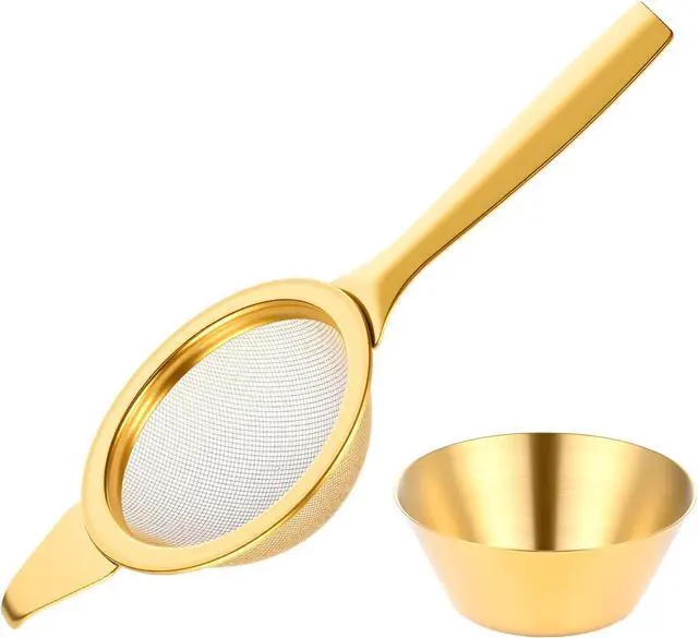Main image of 2.2" Gold Matcha Sifter Strainer 30 Fine Mesh Strainer Small Sifters for Matcha Stainless Steel Sieve Sifter with Handle, Small Metal Strainers for Loose Tea Cocktail Coffee