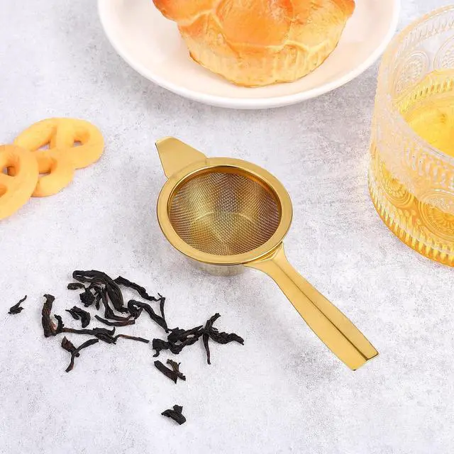 Alt view image 5 of 7 - 2.2" Gold Matcha Sifter Strainer 30 Fine Mesh Strainer Small Sifters for Matcha Stainless Steel Sieve Sifter with Handle, Small Metal Strainers for Loose Tea Cocktail Coffee