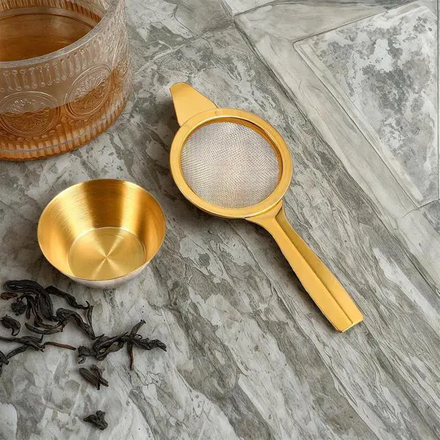 Alt view image 6 of 7 - 2.2" Gold Matcha Sifter Strainer 30 Fine Mesh Strainer Small Sifters for Matcha Stainless Steel Sieve Sifter with Handle, Small Metal Strainers for Loose Tea Cocktail Coffee