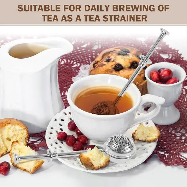 Alt view image 2 of 7 - 2pcs Stainless Steel Loose Tea Leaf Steeper&Sugar Shaker Duster Sifter 2 in 1, tea ball for loose leaf tea,tea strainers One-Hand Operated Spring-Loaded