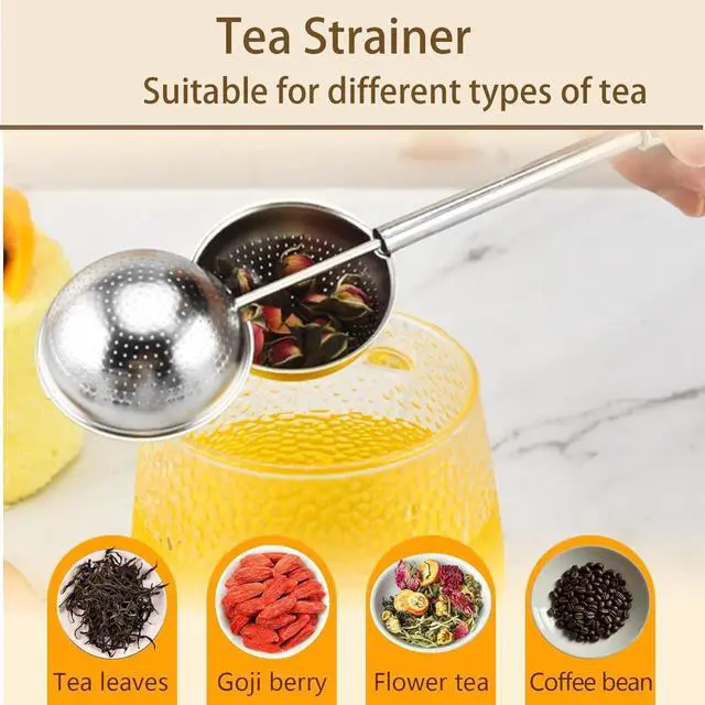 Alt view image 3 of 7 - 2pcs Stainless Steel Loose Tea Leaf Steeper&Sugar Shaker Duster Sifter 2 in 1, tea ball for loose leaf tea,tea strainers One-Hand Operated Spring-Loaded