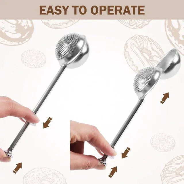 Alt view image 5 of 7 - 2pcs Stainless Steel Loose Tea Leaf Steeper&Sugar Shaker Duster Sifter 2 in 1, tea ball for loose leaf tea,tea strainers One-Hand Operated Spring-Loaded