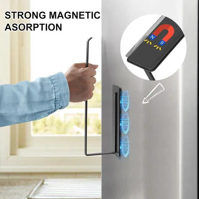 Alt view image 2 of 7 - EASTTOWEST Magnetic Paper Towel Holder,Black Towel Bar Rack for Refrigerator BBQ Grills Griddles Toolbox RVs Tailgates,Heavy Duty Strong Magnet Backing,12(L) x 3(H),Fit All US Paper Roll