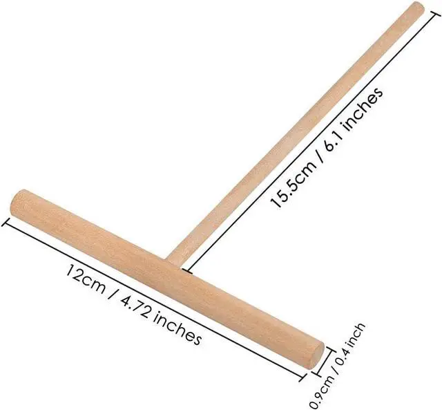 Alt view image 2 of 7 - DS. DISTINCTIVE STYLE Crepe Spreader 2 Pieces 6.1 Inches x 4.7 Inches Natural Wooden T-Shaped Tool for Crepes Wooden Crepe Maker Pancake Maker Tool