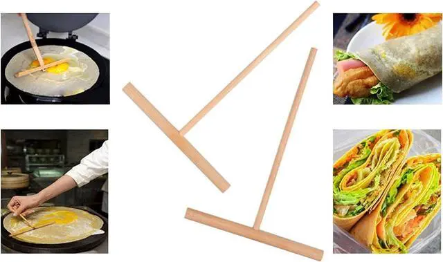 Alt view image 4 of 7 - DS. DISTINCTIVE STYLE Crepe Spreader 2 Pieces 6.1 Inches x 4.7 Inches Natural Wooden T-Shaped Tool for Crepes Wooden Crepe Maker Pancake Maker Tool
