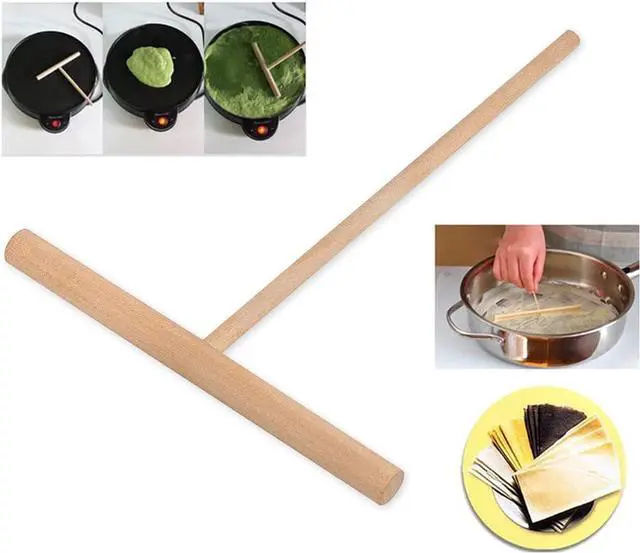 Alt view image 5 of 7 - DS. DISTINCTIVE STYLE Crepe Spreader 2 Pieces 6.1 Inches x 4.7 Inches Natural Wooden T-Shaped Tool for Crepes Wooden Crepe Maker Pancake Maker Tool