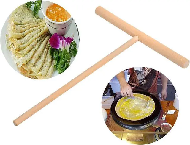 Alt view image 6 of 7 - DS. DISTINCTIVE STYLE Crepe Spreader 2 Pieces 6.1 Inches x 4.7 Inches Natural Wooden T-Shaped Tool for Crepes Wooden Crepe Maker Pancake Maker Tool
