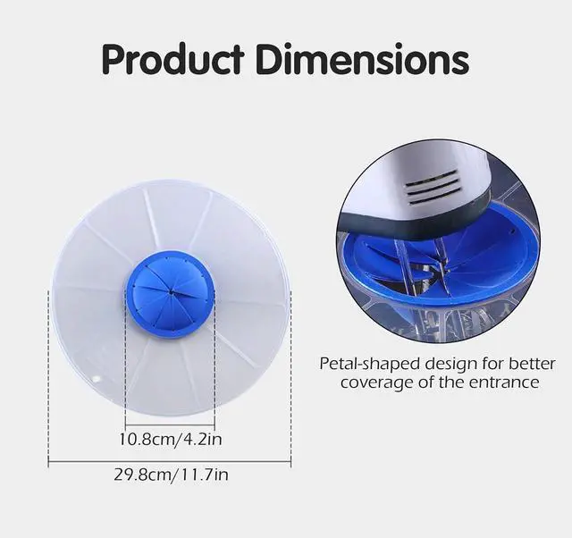 Alt view image 2 of 7 - Mixer Splatter Guard, 12" Silicone Mixing Bowl Splatter Cover Fits Most Hand & Stand Mixers (Blue)
