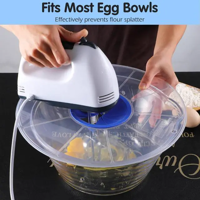 Alt view image 3 of 7 - Mixer Splatter Guard, 12" Silicone Mixing Bowl Splatter Cover Fits Most Hand & Stand Mixers (Blue)
