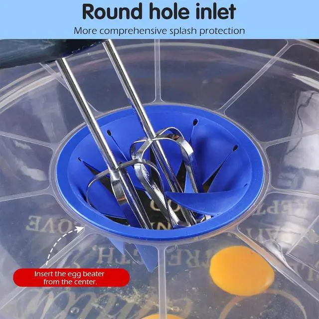 Alt view image 4 of 7 - Mixer Splatter Guard, 12" Silicone Mixing Bowl Splatter Cover Fits Most Hand & Stand Mixers (Blue)