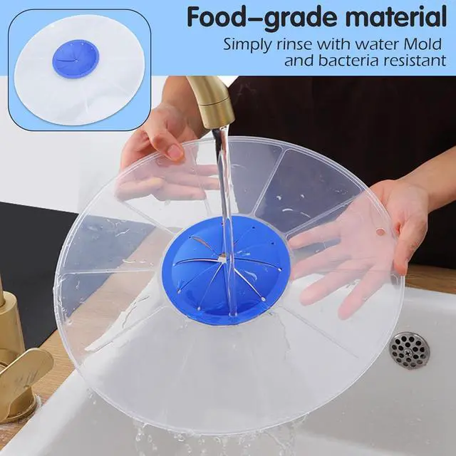 Alt view image 6 of 7 - Mixer Splatter Guard, 12" Silicone Mixing Bowl Splatter Cover Fits Most Hand & Stand Mixers (Blue)