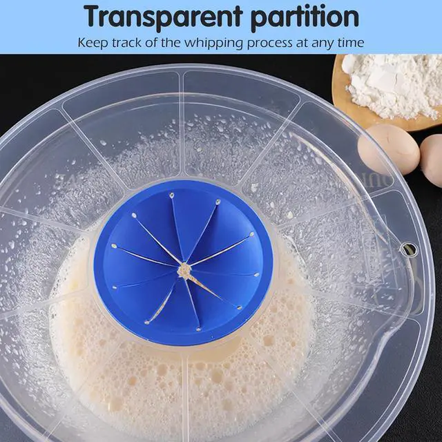 Alt view image 7 of 7 - Mixer Splatter Guard, 12" Silicone Mixing Bowl Splatter Cover Fits Most Hand & Stand Mixers (Blue)