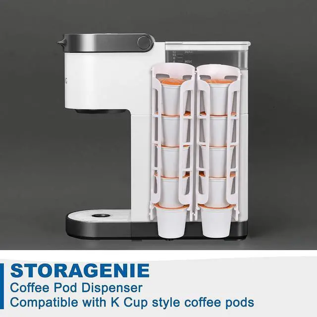 Alt view image 2 of 7 - STORAGENIE Coffee Pod Holder for Keurig K-cup, Side Mount K Cup Storage, Coffee Pod Organizer, Perfect for Small Counters (2 Pack| For 10 K-Cups, White)