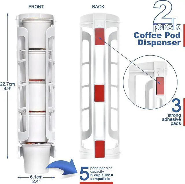 Alt view image 4 of 7 - STORAGENIE Coffee Pod Holder for Keurig K-cup, Side Mount K Cup Storage, Coffee Pod Organizer, Perfect for Small Counters (2 Pack| For 10 K-Cups, White)