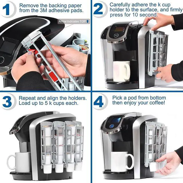 Alt view image 7 of 7 - STORAGENIE Coffee Pod Holder for Keurig K-cup, Side Mount K Cup Storage, Coffee Pod Organizer, Perfect for Small Counters (2 Pack| For 10 K-Cups, White)