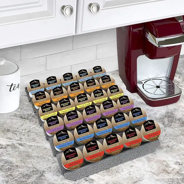 Alt view image 2 of 7 - Lynk Professional® Coffee Pod Tray 6-Tier Heavy Gauge Steel Drawer Organizer for Kitchen Cabinets, compatible with Keurig K-Cup pods, Silver Metallic