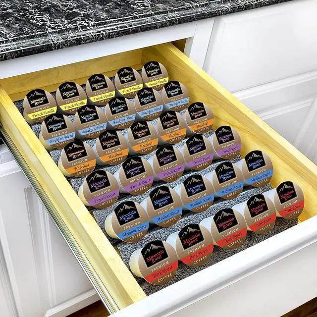 Main image of Lynk Professional® Coffee Pod Tray 6-Tier Heavy Gauge Steel Drawer Organizer for Kitchen Cabinets, compatible with Keurig K-Cup pods, Silver Metallic